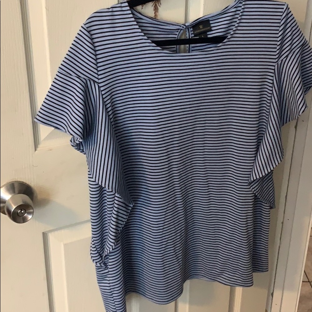 Blue and black striped blouse